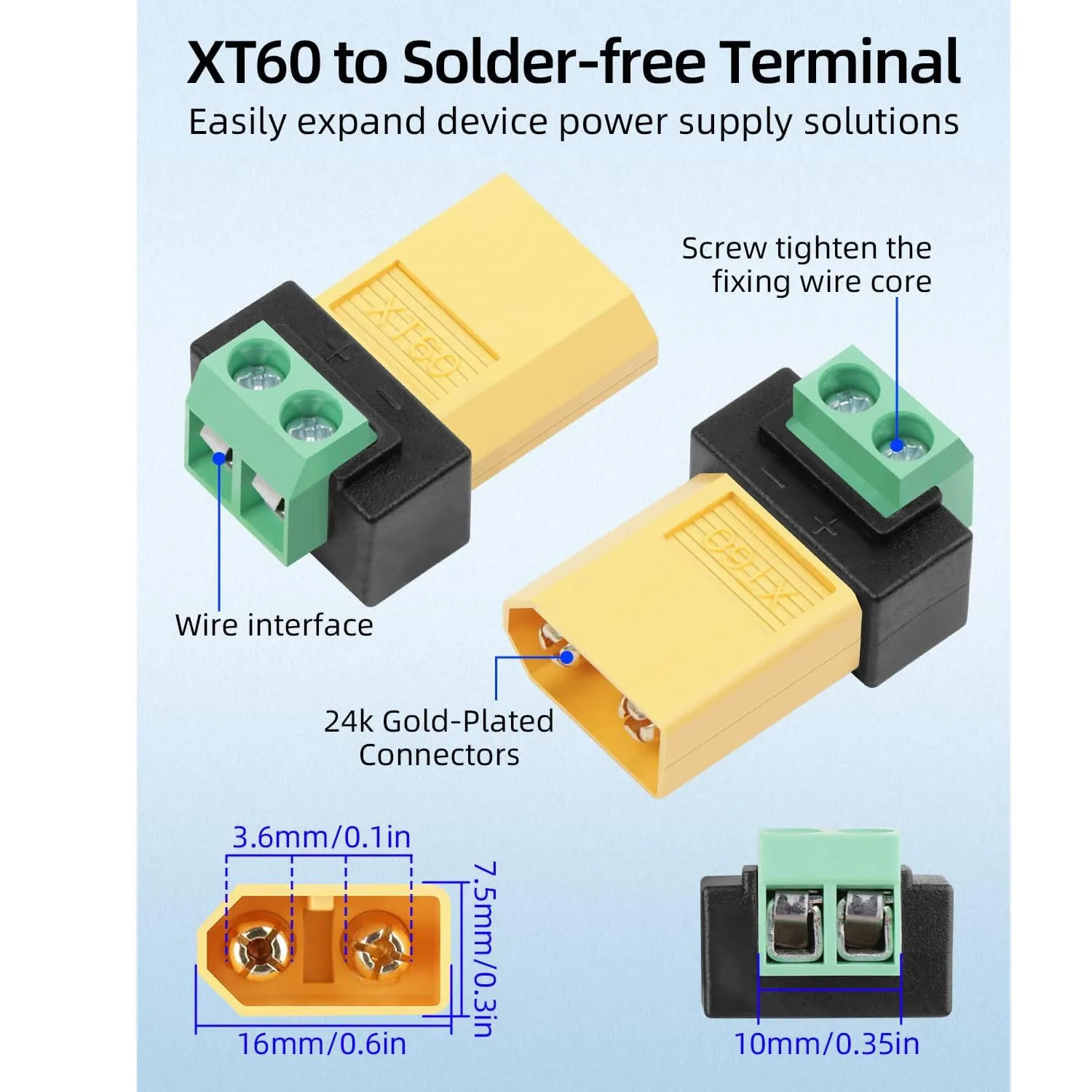 2 Pin XT60 Solderless Male Fem - огляд і ціна Drone Solar Charger