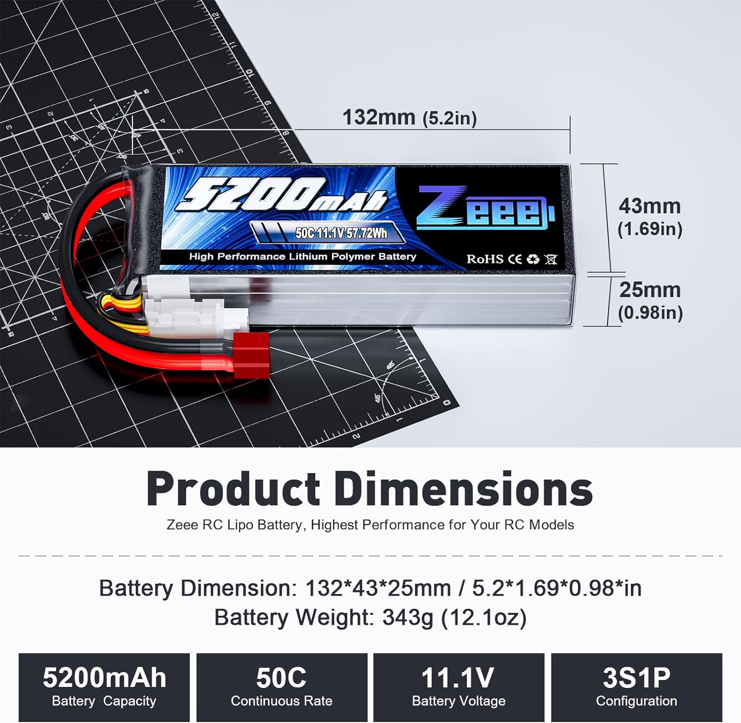 1/2units Zeee 11.1V 50C 5200mA - огляд і ціна Drone Joystick Cover